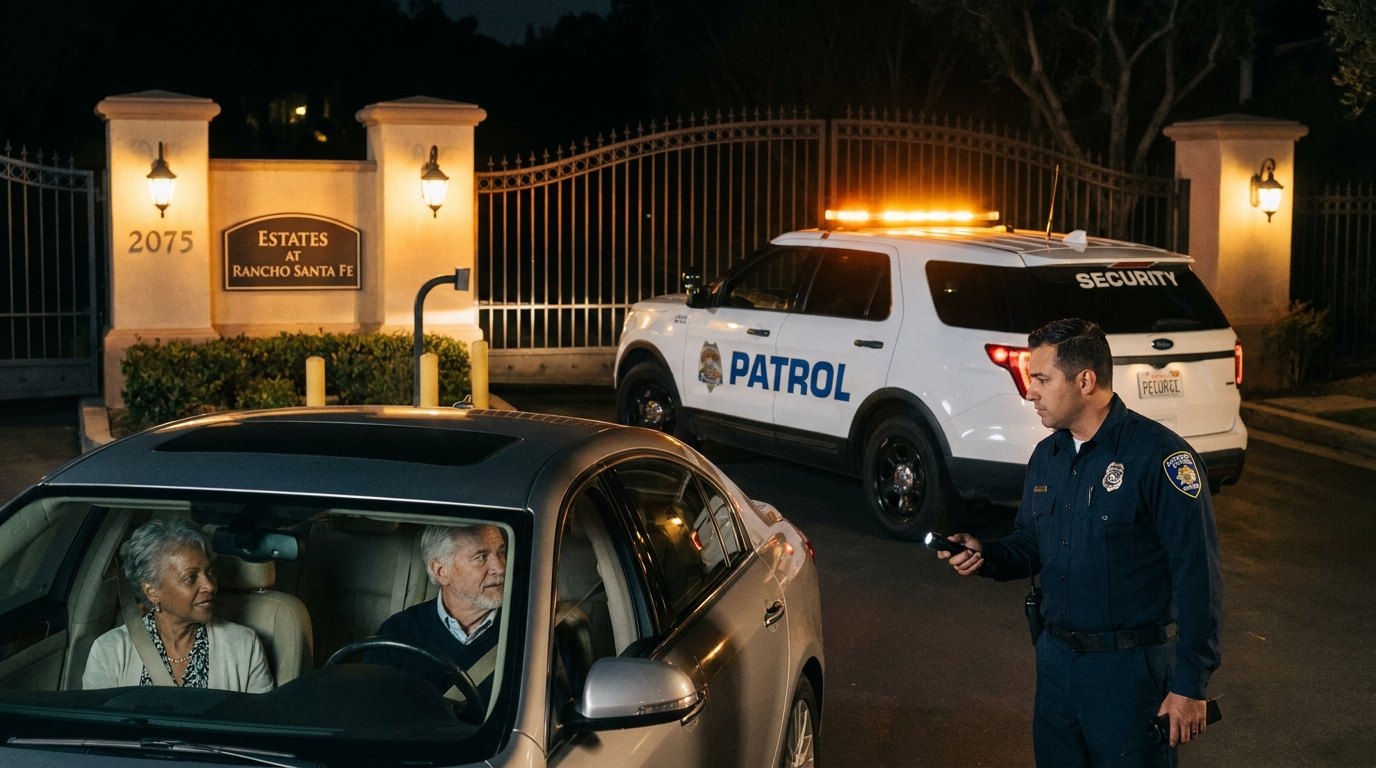 Americal Patrol marked patrol vehicle on duty in an Camarillo gated residential community