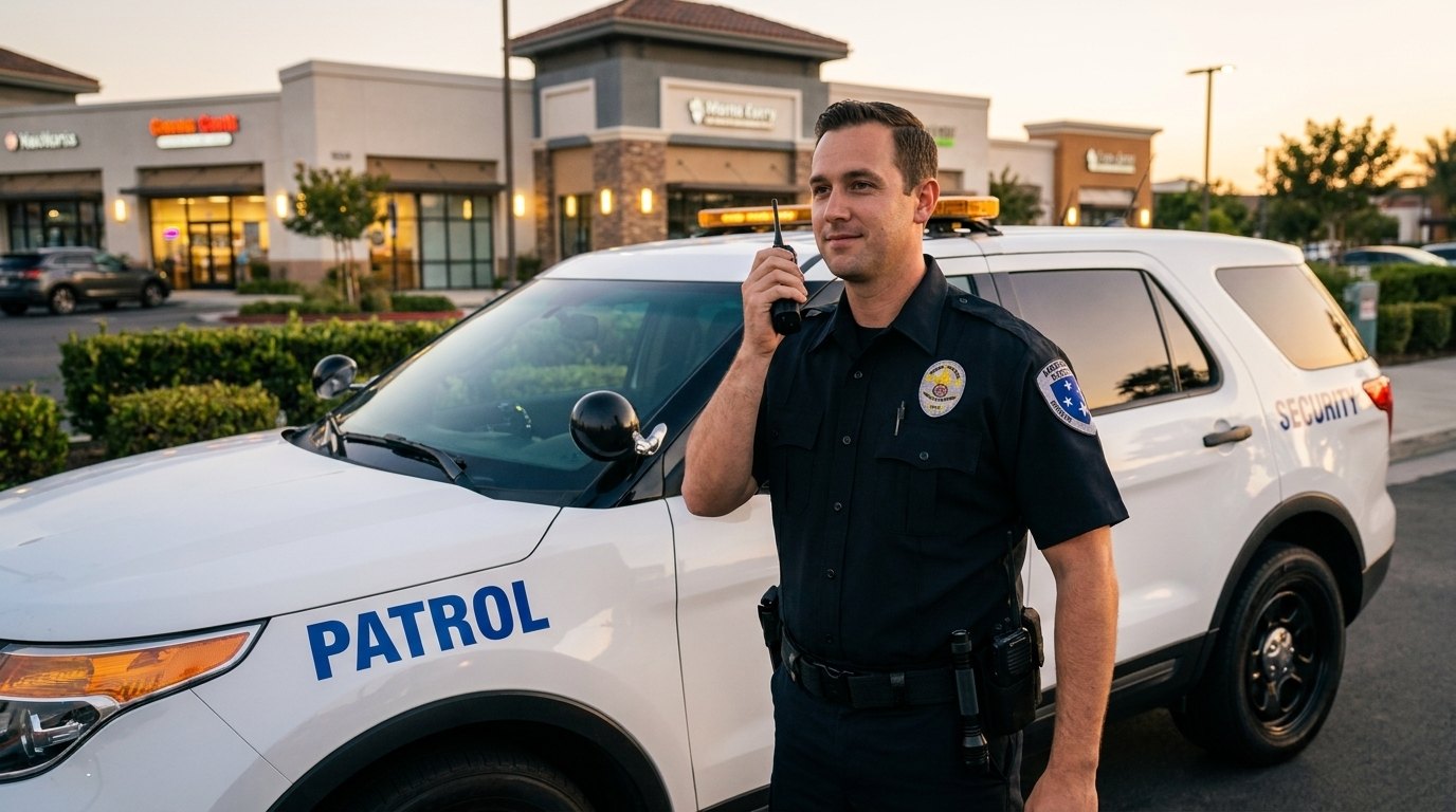 Americal Patrol security officer on patrol at an Orange County property