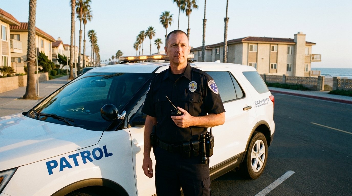 Americal Patrol security officer on patrol in Ventura County, California