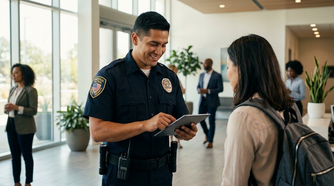 Americal Patrol uniformed security officer on duty at a Southern California property